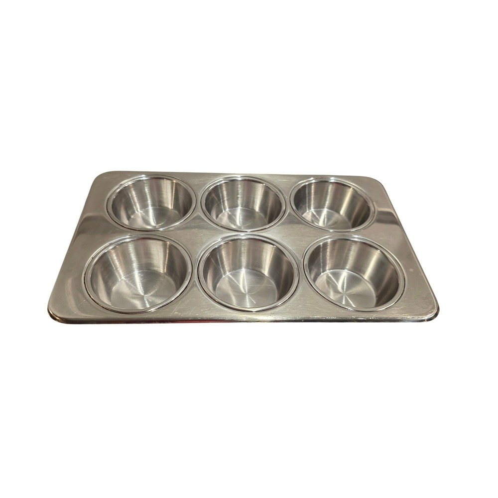Vintage Revere Ware Stainless Steel 6 Cup Muffin Pan, Cupcake Tin #2516